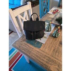 Botkier New York Black Nylon Leather Flap Backpack